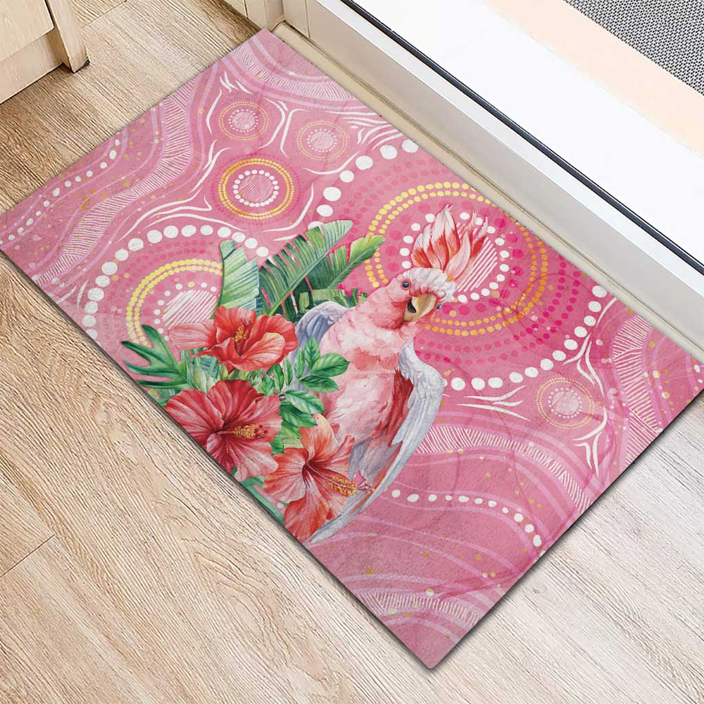 Breast Cancer Pink Cockatoo Rubber Doormat Indigenous Australia Watercolor Glaze - Aussie Hoodie