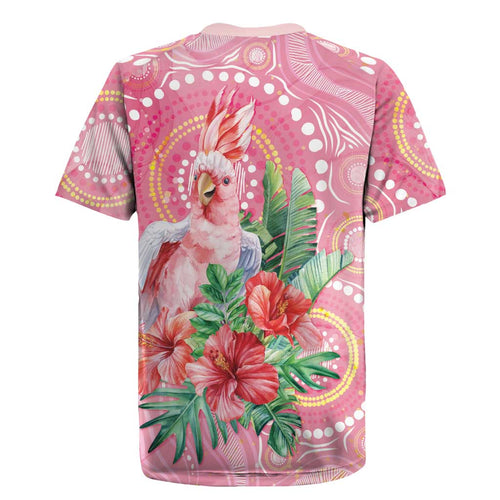 Breast Cancer Pink Cockatoo Rugby Jersey Indigenous Australia Watercolor Glaze - Aussie Hoodie