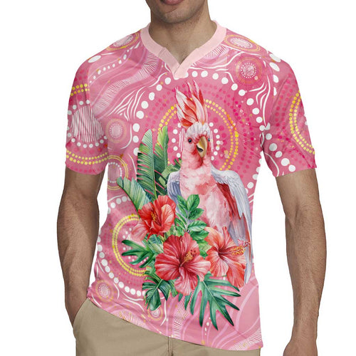 Breast Cancer Pink Cockatoo Rugby Jersey Indigenous Australia Watercolor Glaze - Aussie Hoodie