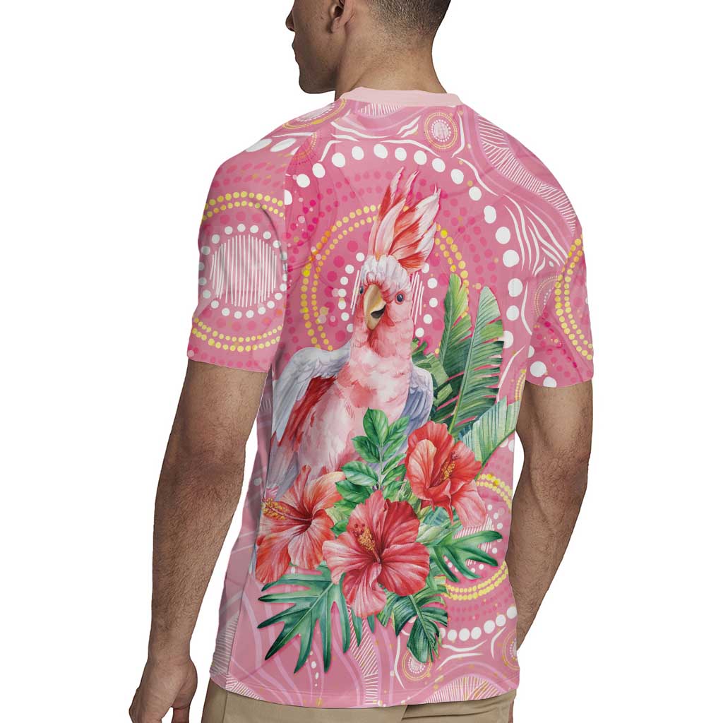 Breast Cancer Pink Cockatoo Rugby Jersey Indigenous Australia Watercolor Glaze - Aussie Hoodie
