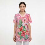 Breast Cancer Pink Cockatoo Scrub Top Indigenous Australia Watercolor Glaze - Aussie Hoodie