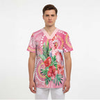 Breast Cancer Pink Cockatoo Scrub Top Indigenous Australia Watercolor Glaze - Aussie Hoodie