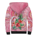 Breast Cancer Pink Cockatoo Sherpa Hoodie Indigenous Australia Watercolor Glaze - Aussie Hoodie