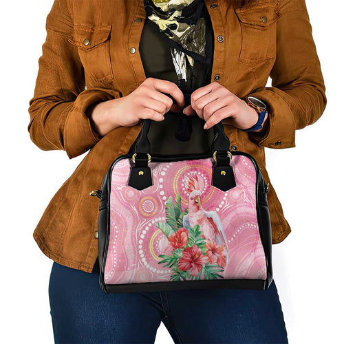 Breast Cancer Pink Cockatoo Shoulder Handbag Indigenous Australia Watercolor Glaze - Aussie Hoodie