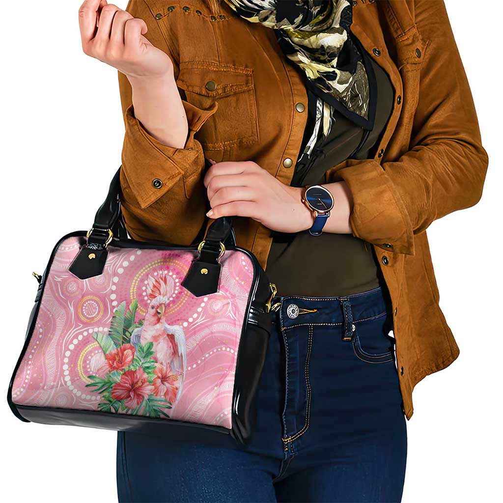Breast Cancer Pink Cockatoo Shoulder Handbag Indigenous Australia Watercolor Glaze - Aussie Hoodie