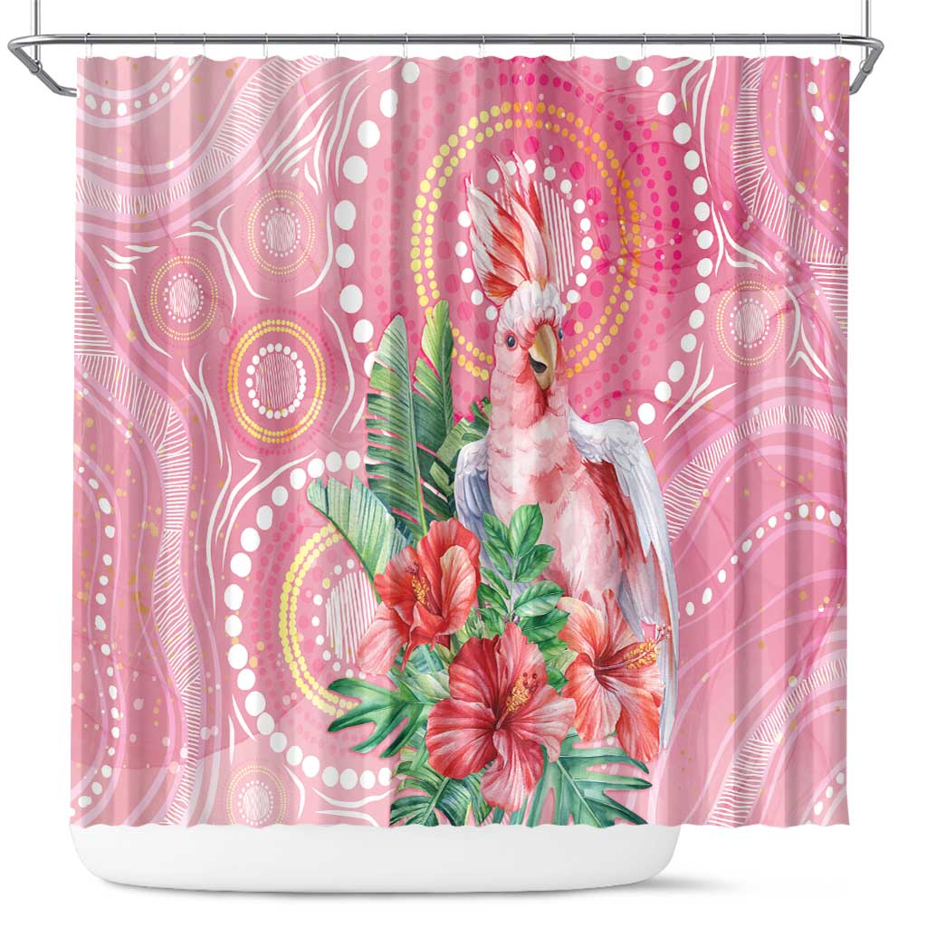 Breast Cancer Pink Cockatoo Shower Curtain Indigenous Australia Watercolor Glaze - Aussie Hoodie