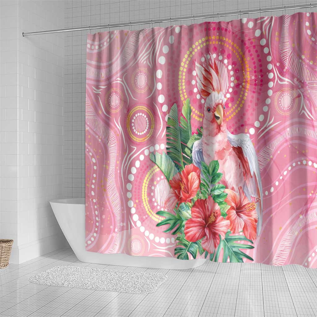 Breast Cancer Pink Cockatoo Shower Curtain Indigenous Australia Watercolor Glaze - Aussie Hoodie