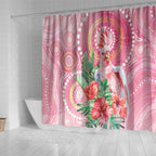 Breast Cancer Pink Cockatoo Shower Curtain Indigenous Australia Watercolor Glaze - Aussie Hoodie