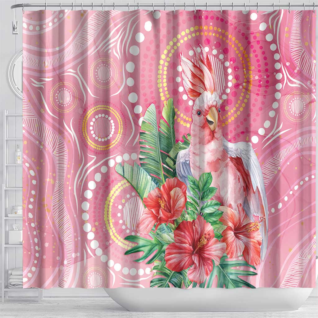 Breast Cancer Pink Cockatoo Shower Curtain Indigenous Australia Watercolor Glaze - Aussie Hoodie
