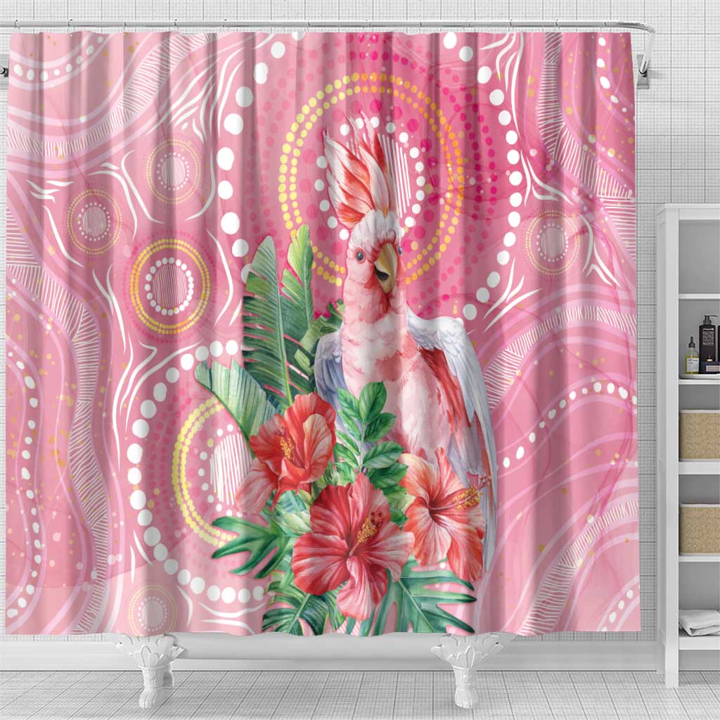 Breast Cancer Pink Cockatoo Shower Curtain Indigenous Australia Watercolor Glaze - Aussie Hoodie