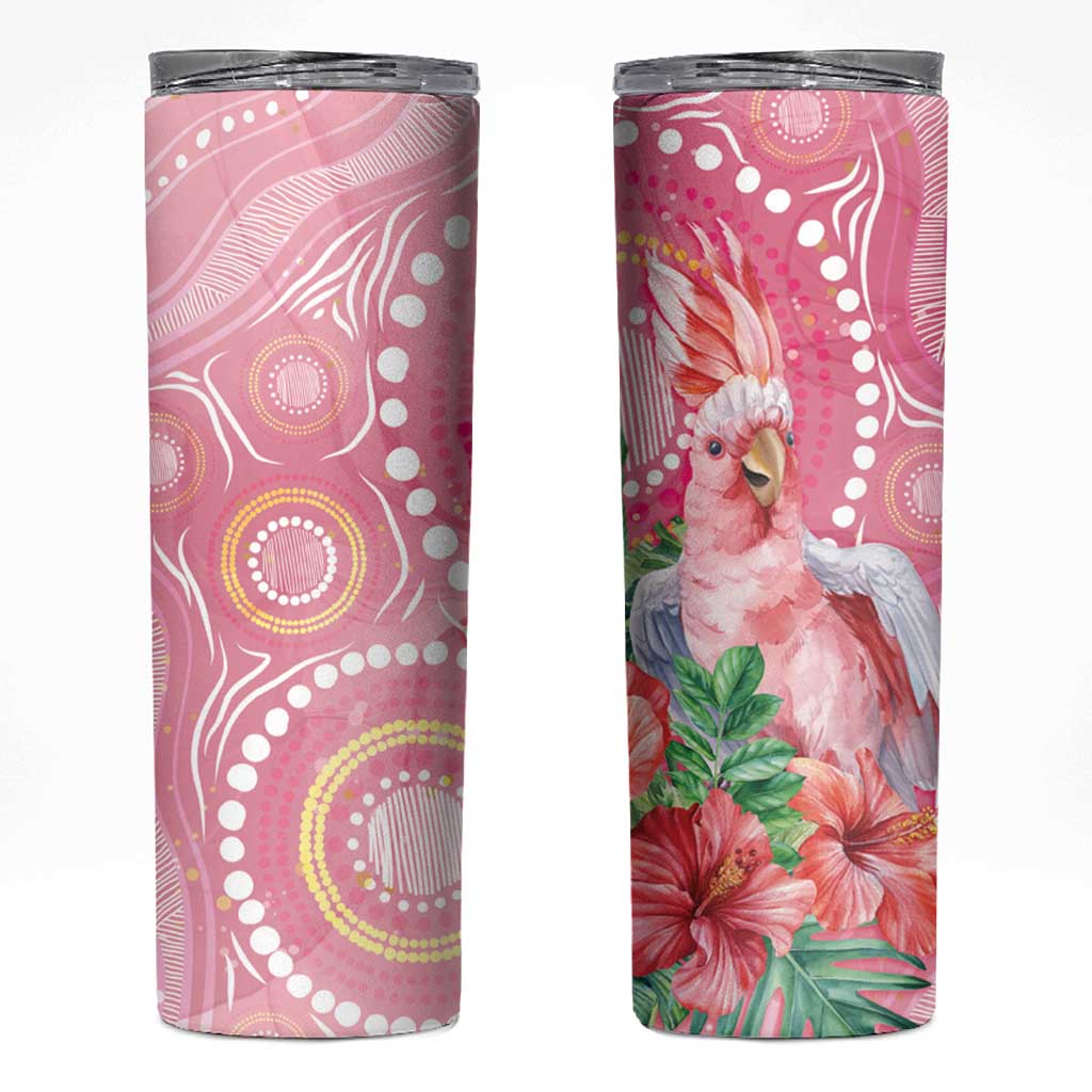 Breast Cancer Pink Cockatoo Skinny Tumbler Indigenous Australia Watercolor Glaze - Aussie Hoodie