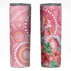 Breast Cancer Pink Cockatoo Skinny Tumbler Indigenous Australia Watercolor Glaze - Aussie Hoodie