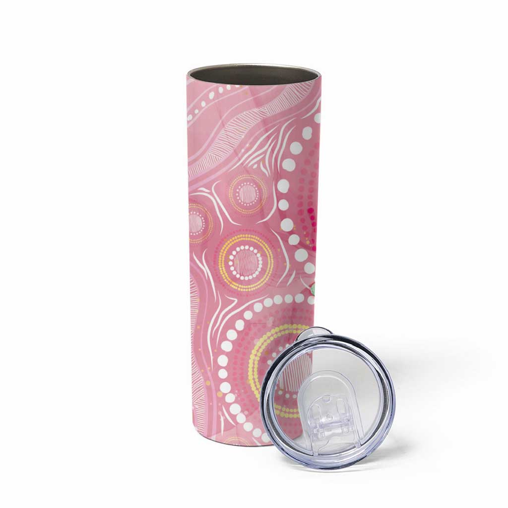 Breast Cancer Pink Cockatoo Skinny Tumbler Indigenous Australia Watercolor Glaze - Aussie Hoodie