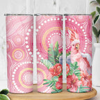 Breast Cancer Pink Cockatoo Skinny Tumbler Indigenous Australia Watercolor Glaze - Aussie Hoodie