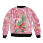 Breast Cancer Pink Cockatoo Sleeve Zip Bomber Jacket Indigenous Australia Watercolor Glaze - Aussie Hoodie