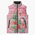 Breast Cancer Pink Cockatoo Sleeveless Puffer Jacket Indigenous Australia Watercolor Glaze - Aussie Hoodie