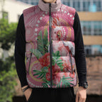 Breast Cancer Pink Cockatoo Sleeveless Puffer Jacket Indigenous Australia Watercolor Glaze - Aussie Hoodie