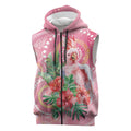 Breast Cancer Pink Cockatoo Sleeveless Zip Hoodie Indigenous Australia Watercolor Glaze LT7