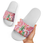 Breast Cancer Pink Cockatoo Slide Sandals Indigenous Australia Watercolor Glaze - Aussie Hoodie