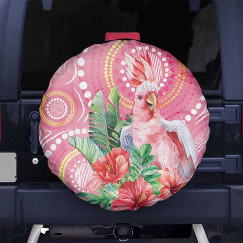 Breast Cancer Pink Cockatoo Spare Tire Cover Indigenous Australia Watercolor Glaze - Aussie Hoodie