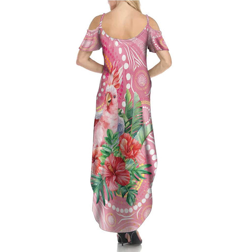 Breast Cancer Pink Cockatoo Summer Maxi Dress Indigenous Australia Watercolor Glaze - Aussie Hoodie