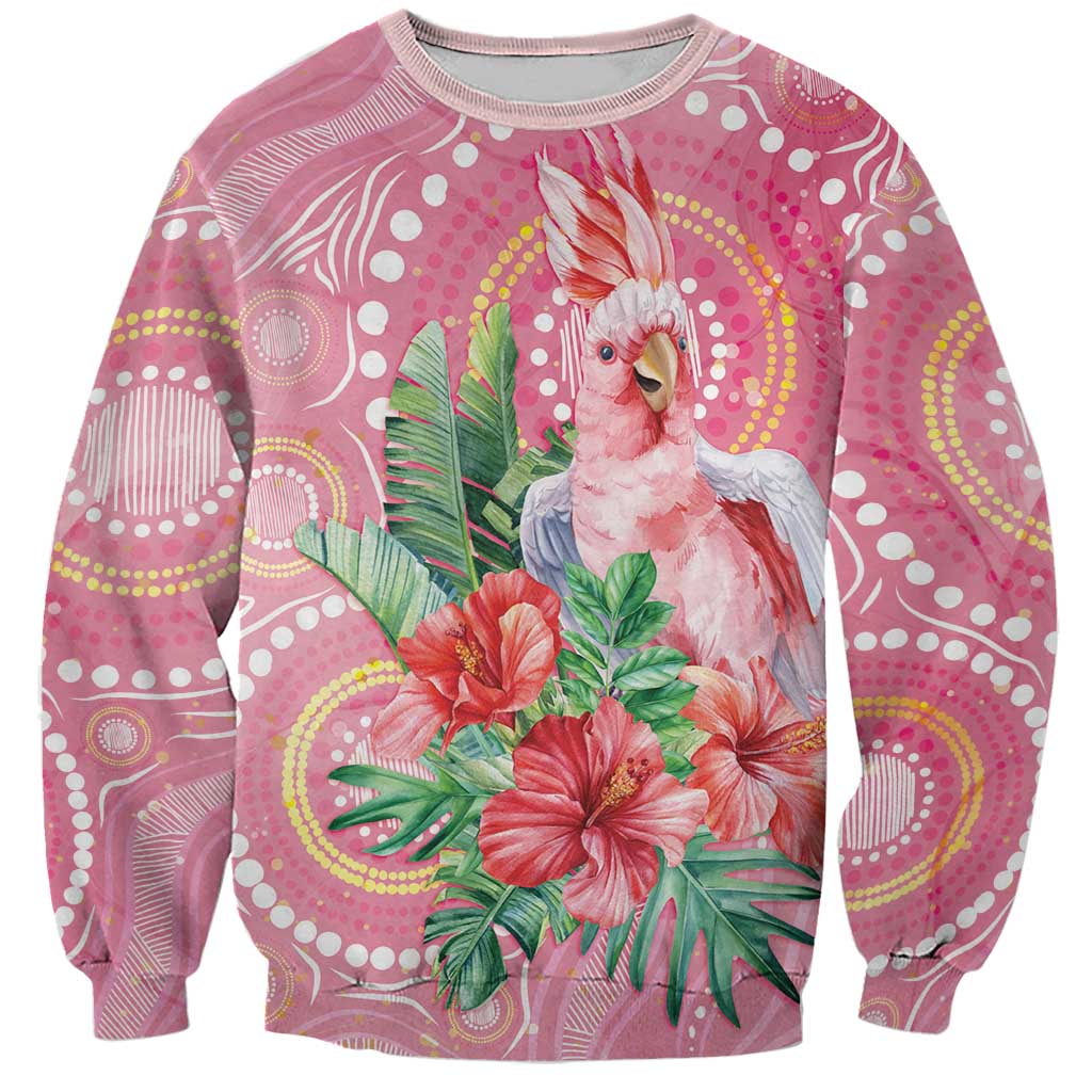Breast Cancer Pink Cockatoo Sweatshirt Indigenous Australia Watercolor Glaze - Aussie Hoodie