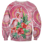 Breast Cancer Pink Cockatoo Sweatshirt Indigenous Australia Watercolor Glaze - Aussie Hoodie