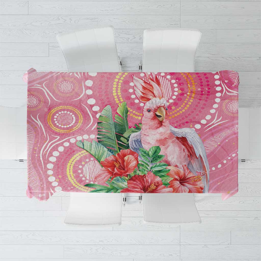 Breast Cancer Pink Cockatoo Tablecloth Indigenous Australia Watercolor Glaze - Aussie Hoodie