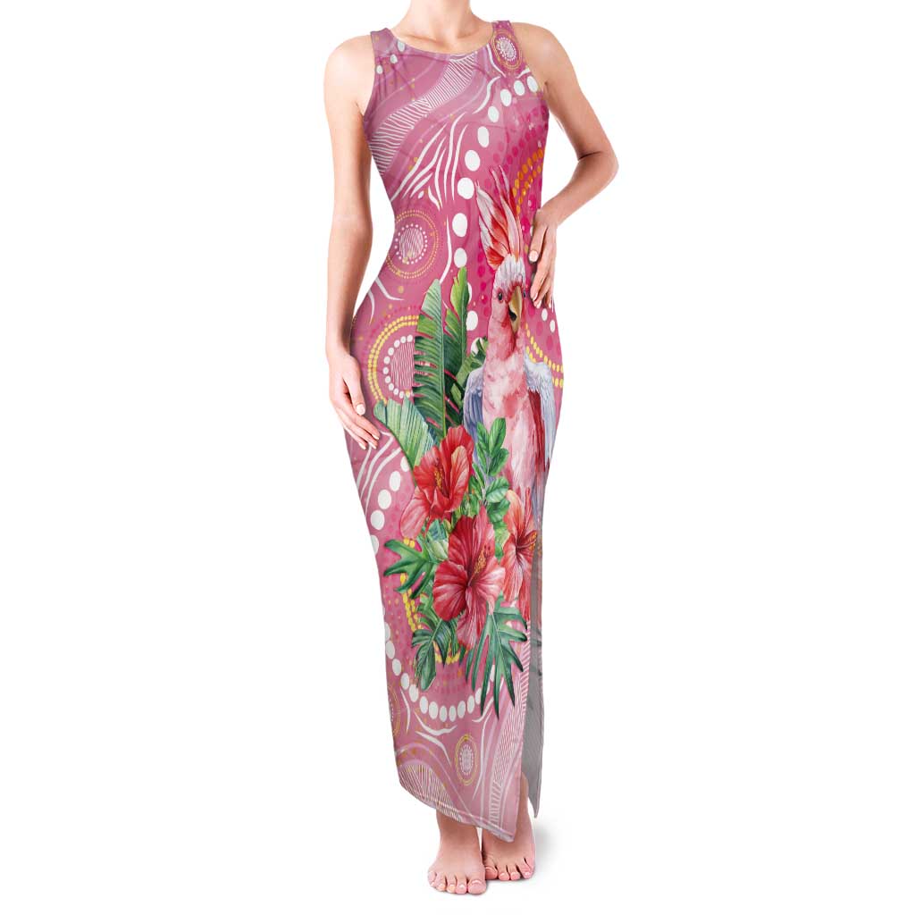 Breast Cancer Pink Cockatoo Tank Maxi Dress Indigenous Australia Watercolor Glaze - Aussie Hoodie