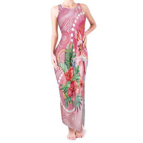 Breast Cancer Pink Cockatoo Tank Maxi Dress Indigenous Australia Watercolor Glaze - Aussie Hoodie