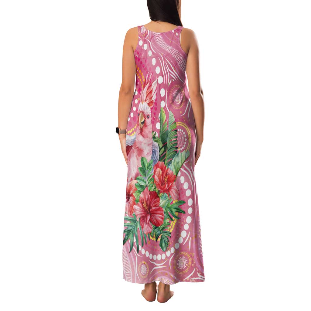 Breast Cancer Pink Cockatoo Tank Maxi Dress Indigenous Australia Watercolor Glaze - Aussie Hoodie