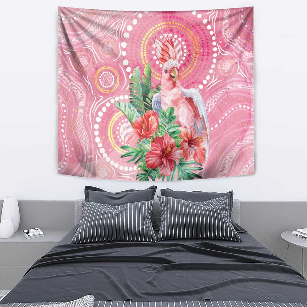 Breast Cancer Pink Cockatoo Tapestry Indigenous Australia Watercolor Glaze - Aussie Hoodie