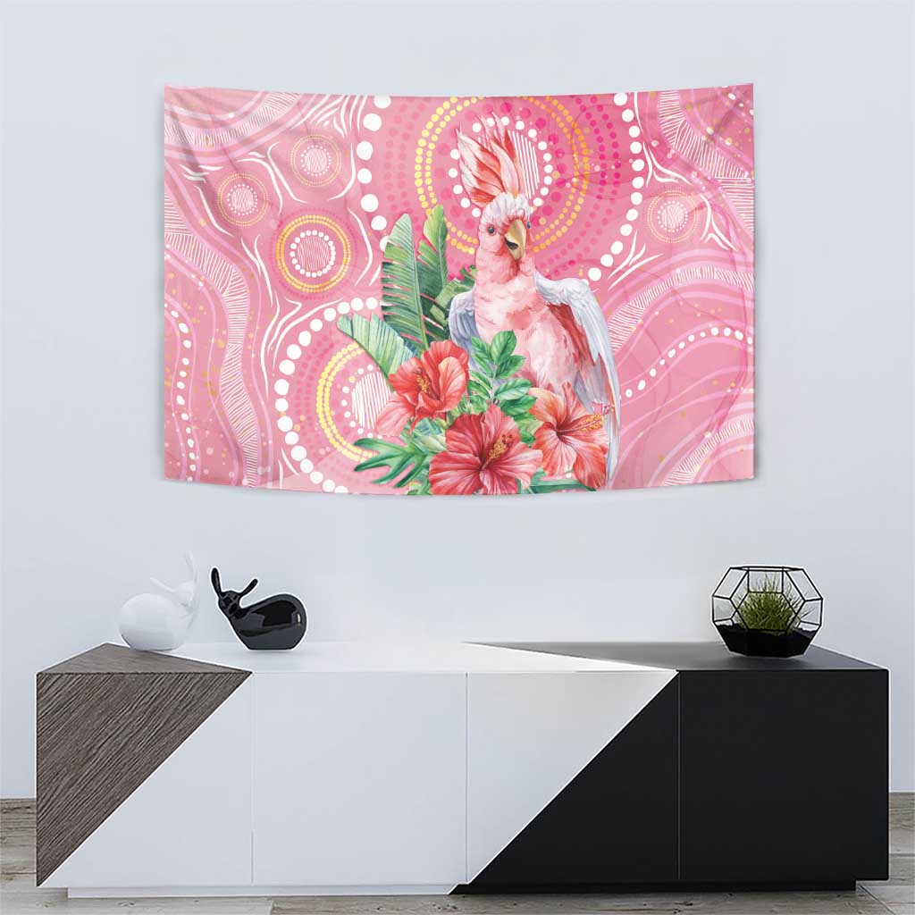 Breast Cancer Pink Cockatoo Tapestry Indigenous Australia Watercolor Glaze - Aussie Hoodie