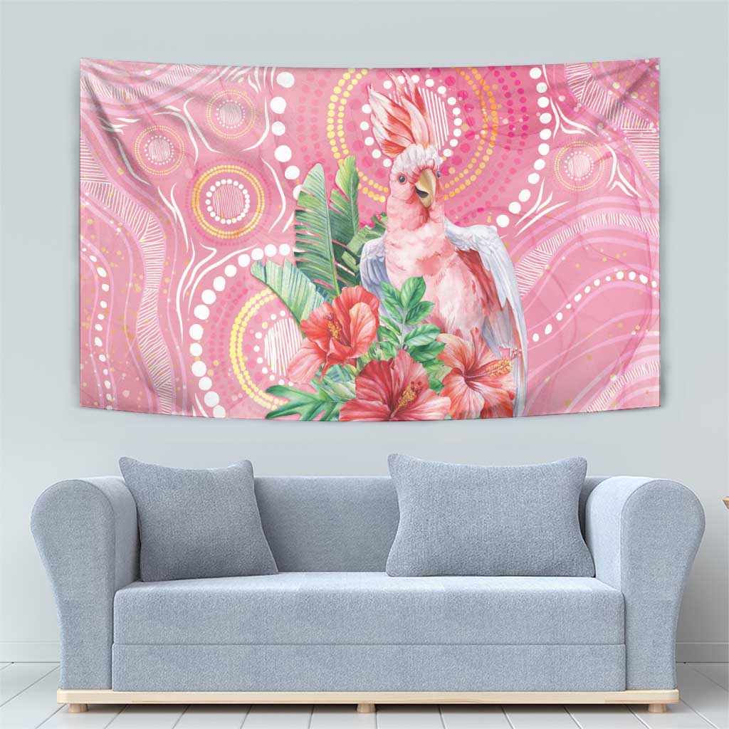 Breast Cancer Pink Cockatoo Tapestry Indigenous Australia Watercolor Glaze - Aussie Hoodie