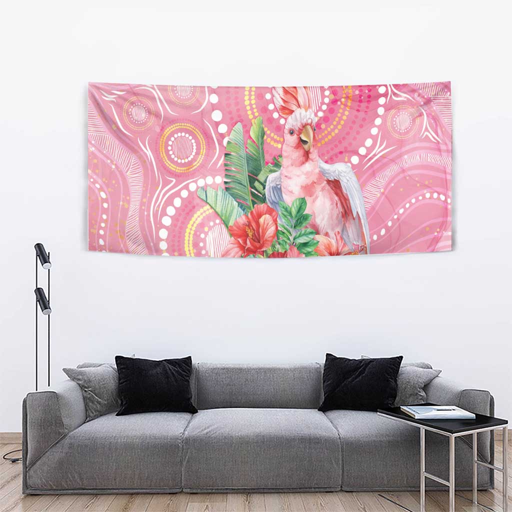 Breast Cancer Pink Cockatoo Tapestry Indigenous Australia Watercolor Glaze - Aussie Hoodie