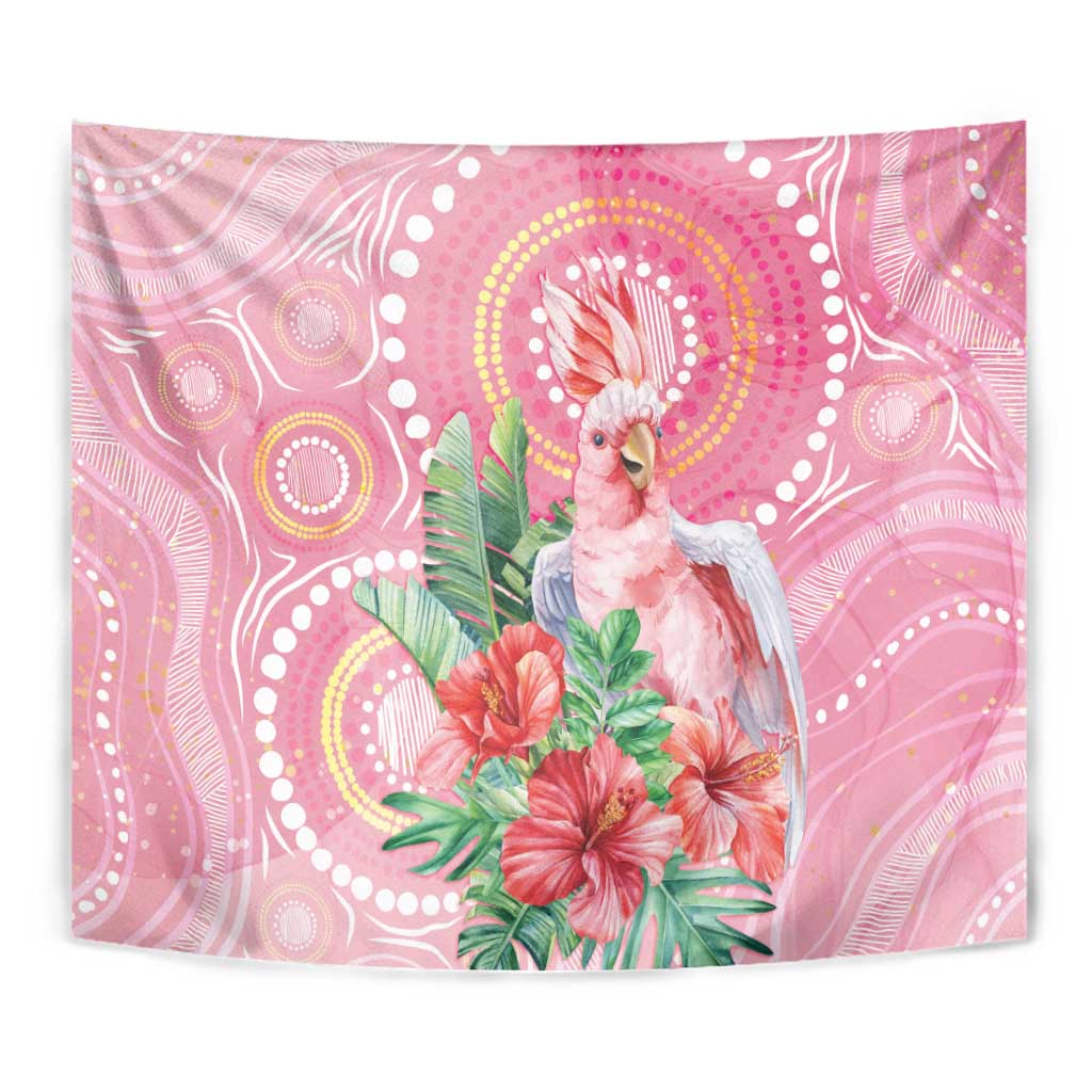 Breast Cancer Pink Cockatoo Tapestry Indigenous Australia Watercolor Glaze - Aussie Hoodie