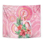Breast Cancer Pink Cockatoo Tapestry Indigenous Australia Watercolor Glaze - Aussie Hoodie