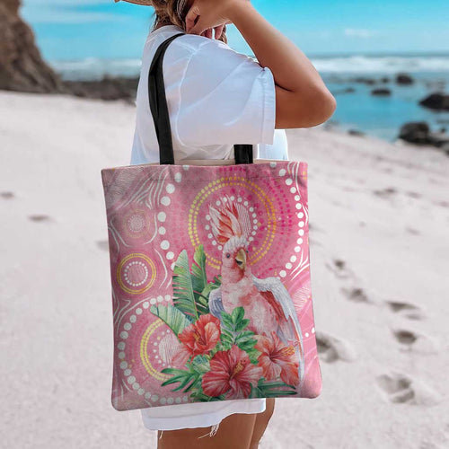 Breast Cancer Pink Cockatoo Tote Bag Indigenous Australia Watercolor Glaze - Aussie Hoodie