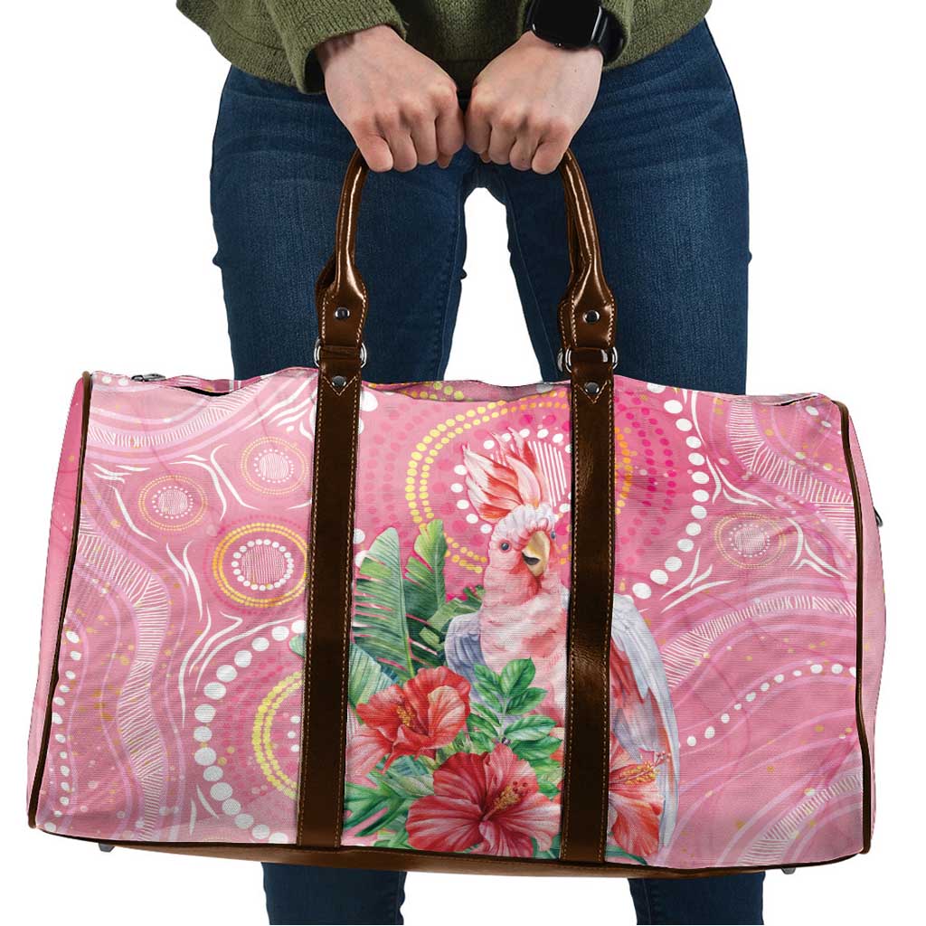 Breast Cancer Pink Cockatoo Travel Bag Indigenous Australia Watercolor Glaze - Aussie Hoodie