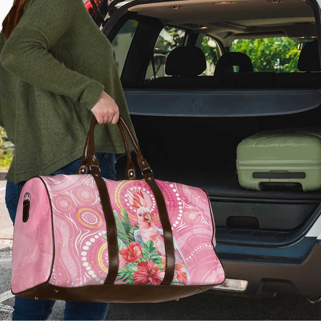 Breast Cancer Pink Cockatoo Travel Bag Indigenous Australia Watercolor Glaze - Aussie Hoodie