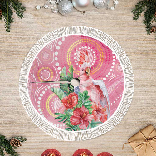Breast Cancer Pink Cockatoo Tree Skirt Australia Indigenous Watercolor Glaze - Aussie Hoodie