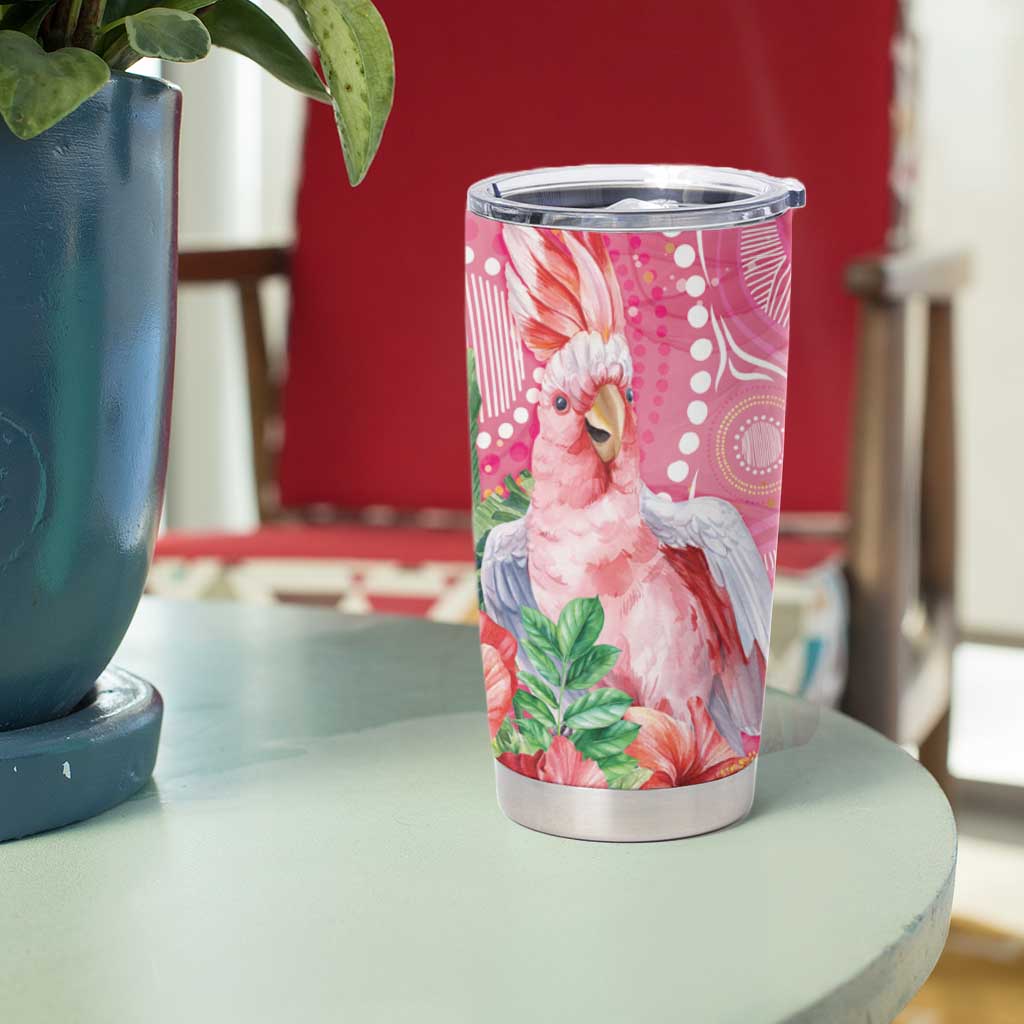 Breast Cancer Pink Cockatoo Tumbler Cup Indigenous Australia Watercolor Glaze - Aussie Hoodie