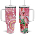 Breast Cancer Pink Cockatoo Tumbler With Handle Indigenous Australia Watercolor Glaze - Aussie Hoodie