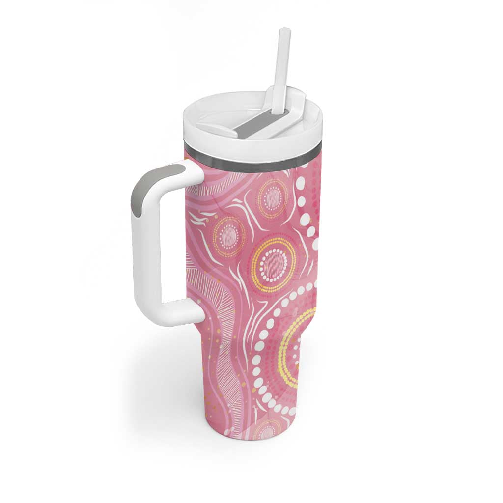 Breast Cancer Pink Cockatoo Tumbler With Handle Indigenous Australia Watercolor Glaze - Aussie Hoodie
