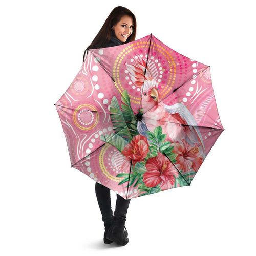 Breast Cancer Pink Cockatoo Umbrella Indigenous Australia Watercolor Glaze - Aussie Hoodie