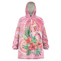 Breast Cancer Pink Cockatoo Wearable Blanket Hoodie Indigenous Australia Watercolor Glaze - Aussie Hoodie