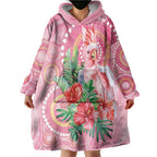 Breast Cancer Pink Cockatoo Wearable Blanket Hoodie Indigenous Australia Watercolor Glaze - Aussie Hoodie