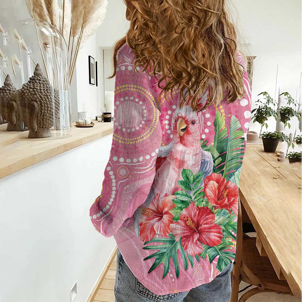 Breast Cancer Pink Cockatoo Women Casual Shirt Indigenous Australia Watercolor Glaze - Aussie Hoodie