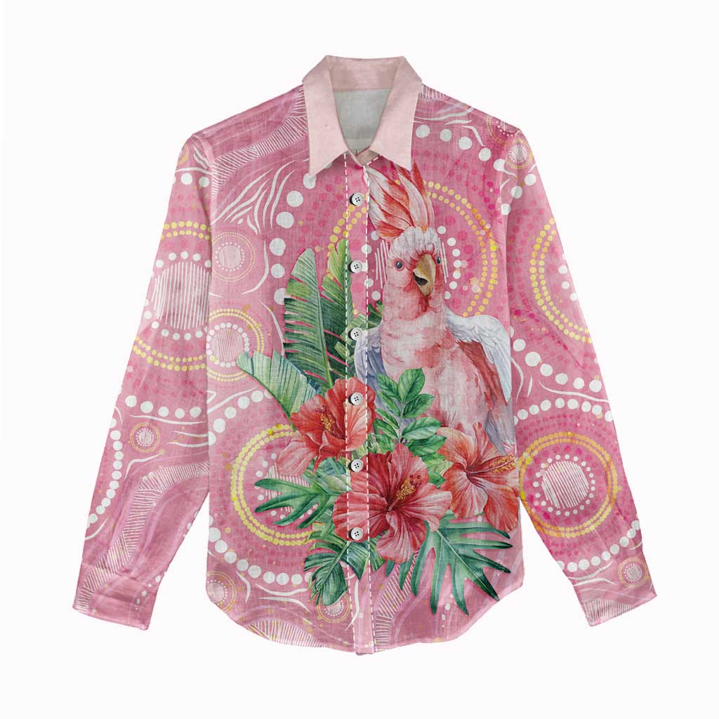 Breast Cancer Pink Cockatoo Women Casual Shirt Indigenous Australia Watercolor Glaze - Aussie Hoodie
