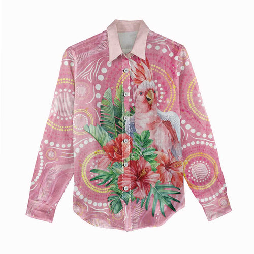 Breast Cancer Pink Cockatoo Women Casual Shirt Indigenous Australia Watercolor Glaze - Aussie Hoodie